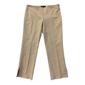 Theory Women's size 6 Tan Cropped Straight Leg Pants Side Zip No Waistband